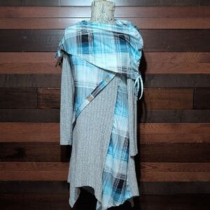 NWOT No Brand Tag Plaid Blue and Gray Women's Dress